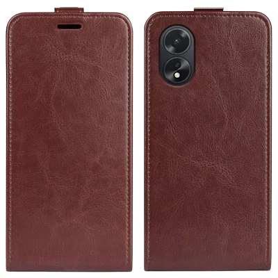 Para Oppo A38 4G Case Card Slot Phone Shell Crazy Horse Texture Leather Phone Cover - Brown