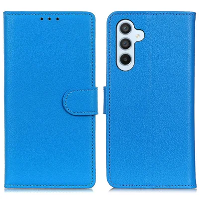 Cover per Samsung Galaxy S25 / S24 in PU Pelle con Texture Litchi, Supporto con Portafoglio - Blu