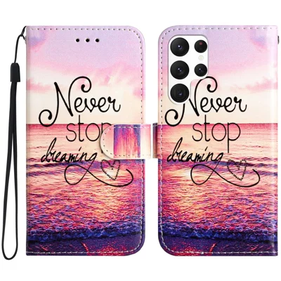 For Samsung Galaxy S24 Ultra Case Flip PU Leather Magnetic Protective Phone Cover - Never Stop Dreaming