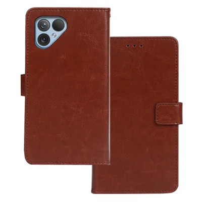 IDEWEI voor Fairphone 5 hoesje Crazy Horse textuur portemonnee lederen cover - Bruin