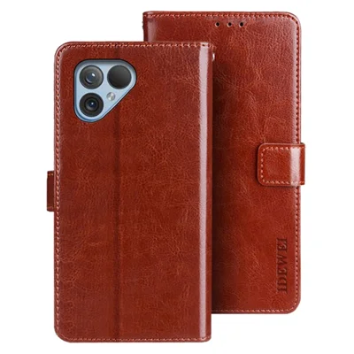 IDEWEI voor Fairphone 5 hoes standaard portemonnee telefoon lederen cover - Bruin