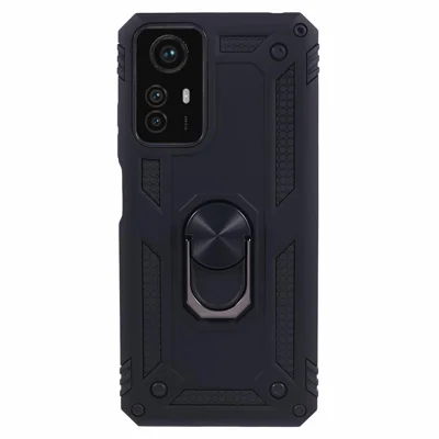 For Xiaomi Redmi Note 12S 4G Case Ring Kickstand TPU+PC Phone Cover - Black