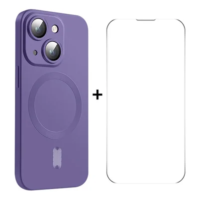 ENKAY HAT PRINCE For iPhone 14 Plus Case TPU Magnetic Phone Cover with High Aluminium-silicon Glass Film - Purple