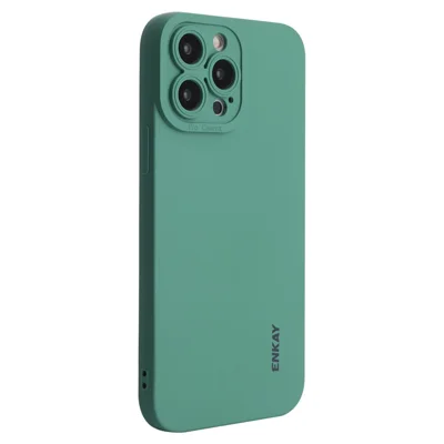 ENKAY HAT PRINCE For iPhone 15 Pro Case Camera Lens Precise Cutout Liquid Silicone Phone Cover - Blackish Green