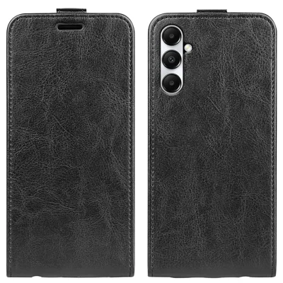 For Samsung Galaxy A05s 4G Case Card Slot Crazy Horse Texture Leather Phone Cover - Black