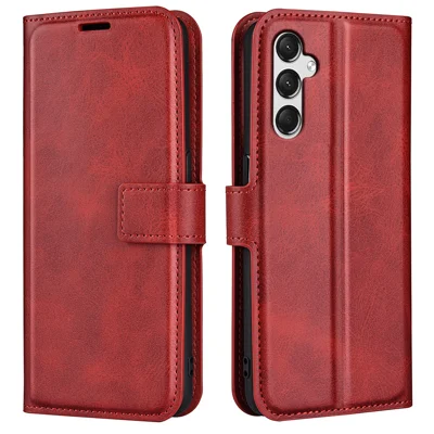 For Samsung Galaxy A05s 4G Case PU Leather Stand Calf Texture Cell Phone Cover - Red