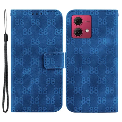 For Motorola Moto G84 5G Cover Imprinted Leather Wallet Stand Mobile Phone Case - Dark Blue