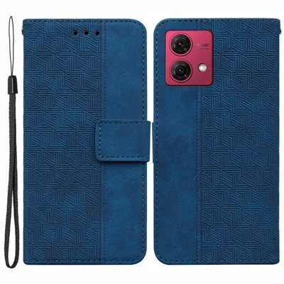 For Motorola Moto G84 5G Case Imprinted Leather Wallet Full Covering Phone Shell - Blue
