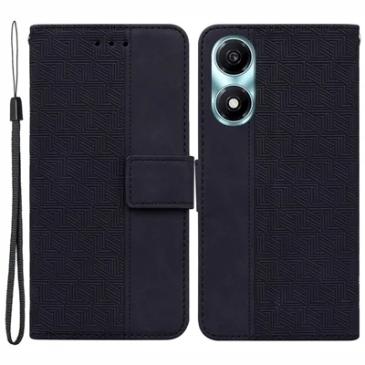 Custodia In Pelle Topme Per HONOR X5 Plus – Cover Portafoglio Con Slot Carte, Motivo Litchi, Blu Scuro