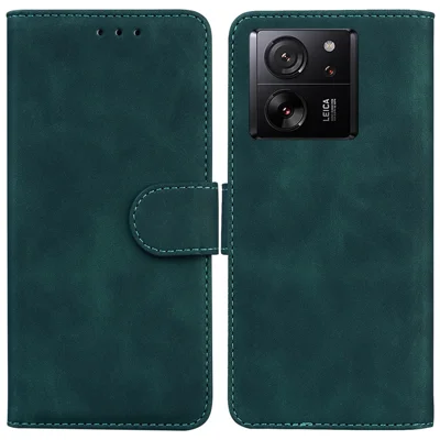 For Xiaomi 13T Pro / 13T / Redmi K60 Ultra Case PU Leather Phone Cover Wallet Solid Color Phone Shell - Green