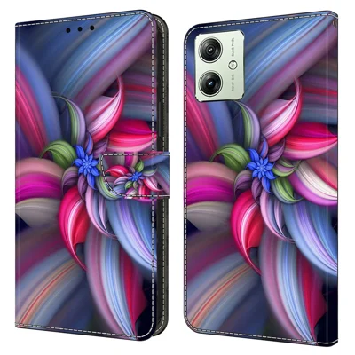For Motorola Moto G54 5G Case PU Leather Wallet 3D Pattern Phone Cover - Colorful Flowers