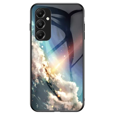 For Samsung Galaxy A05s 4G Case Starry Sky Pattern Tempered Glass+PC+TPU Anti-drop Phone Cover - Bright Starry Sky