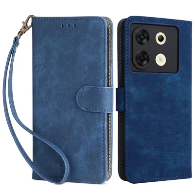 For Infinix Zero 30 5G / X6731 Case RFID Blocking Mobile Phone Leather Cover with Strap - Blue