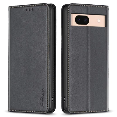 BINFEN COLOR BF18 Pour Google Pixel 8a Étui en cuir PU avec fentes pour cartes - Noir