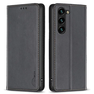 BINFEN COLOR BF18 Pour Samsung Galaxy S25 / S24 Étui Porte-cartes en Cuir PU - Noir