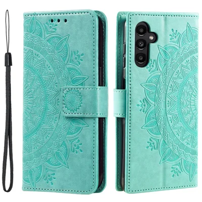 Per Samsung Galaxy S24+ Custodia Mandala Flower Wallet Phone Cover con cinturino - Verde