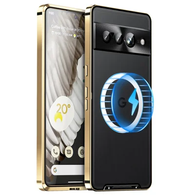 For Google Pixel 8 Pro Case Lens Protection Matte Phone Cover Magnetic Case - Gold