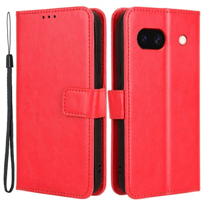 For Google Pixel 8a Leather Case Stand Wallet Leather Phone Cover - Red