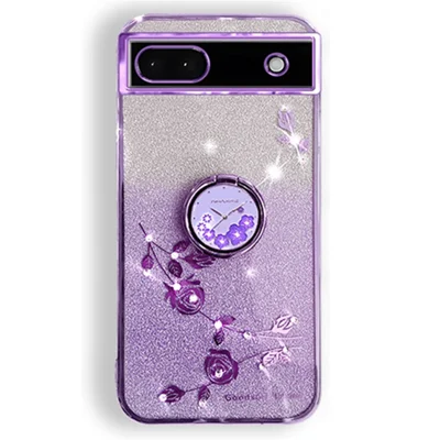 KADEM For Google Pixel 7a Cover TPU Gradient Phone Case with Ring Kickstand - Purple