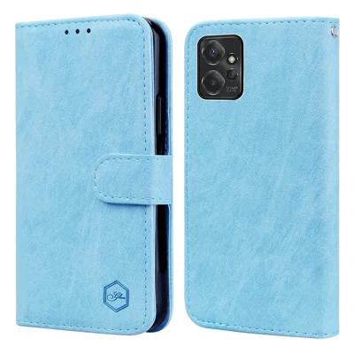 For Motorola Moto G Power 5G Case TPU + PU Leather Mobile Phone Stand Cover Wallet - Baby Blue