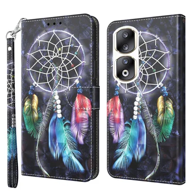 For Honor 90 Pro Case PU Leather 3D Pattern Printed Wallet Phone Cover - Dream Catcher