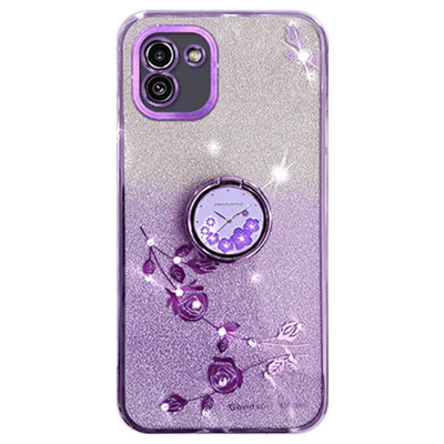 KADEM For Samsung Galaxy A03 (164.2mm) Case Ring Kickstand Fashion TPU Phone Cover - Purple