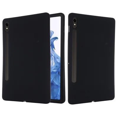 For Samsung Galaxy Tab S10 Lite / S10 FE / S9 FE / S9 Case Microfiber Lining Liquid Silicone Cover - Black