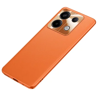 Voor Xiaomi Redmi Note 13 Pro 5G / Poco X6 5G hoesje PU leer+TPU+PC krasbestendige smartphonehoes - Oranje