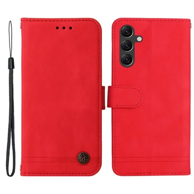 For Samsung Galaxy A15 5G Leather Wallet Cases Skin Touch Phone Cover Stand with Strap - Red