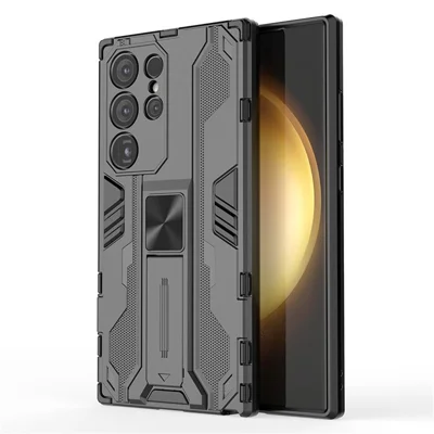 Samsung Galaxy S24 Ultra-hoesje met anti-kras PC+TPU staanderhoes - Zwart