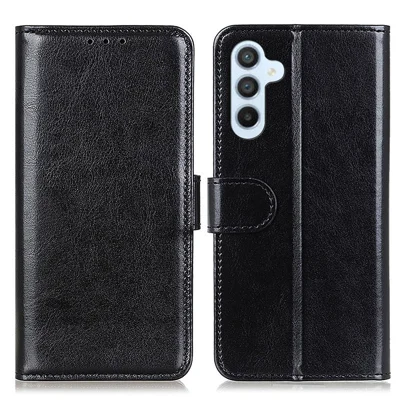 For Samsung Galaxy A25 5G (Global) (161.0 x 76.5 x 8.3mm) Case Crazy Horse Texture Wallet Stand Cover - Black