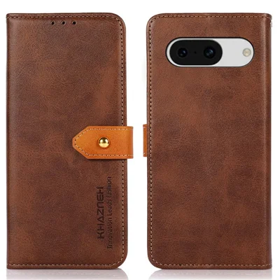 KHAZNEH Per Google Pixel 8a Custodia Portafoglio Pelle Texture Vacchetta - Marrone