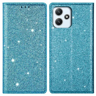 For Xiaomi Redmi 12 4G / 5G (Global) / Poco M6 Pro 5G Case Glittery Phone Cover with Card Holder - Blue