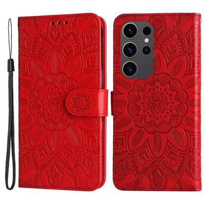 For Samsung Galaxy S24 Ultra Case Leather Wallet Flip Protective Phone Cover - Red