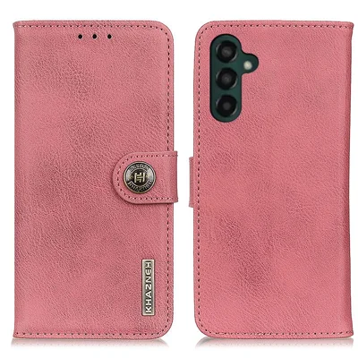 KHAZNEH For Samsung Galaxy A25 5G (Global) (161.0 x 76.5 x 8.3mm) Case Cowhide Leather Phone Wallet Cover - Pink