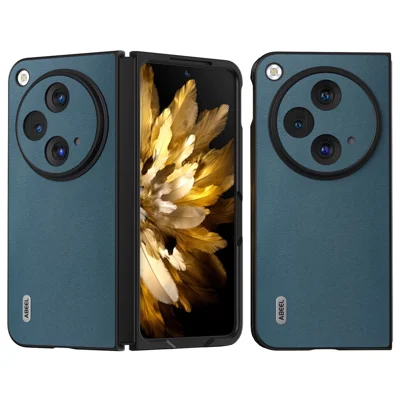 ABEEL For OnePlus Open Case Genuine Cow Leather+PC Protective Phone Cover - Green