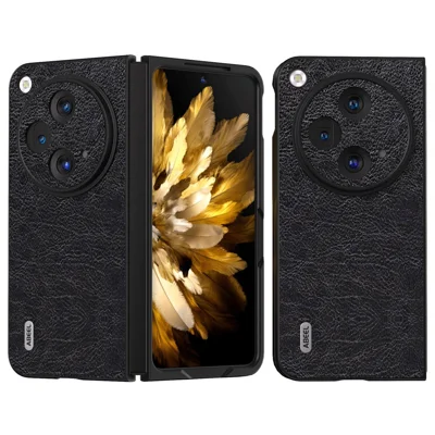 ABEEL For OnePlus Open Case PU Leather Retro Litchi Texture Phone Back Shell - Black