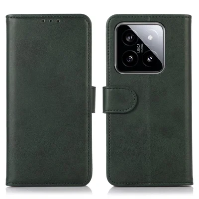 For Xiaomi 14 Pro Case PU Leather Wallet Phone Stand Cover - Green