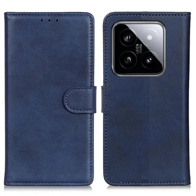 For Xiaomi 14 Pro Case Cowhide Texture PU Leather Wallet Phone Cover - Blue