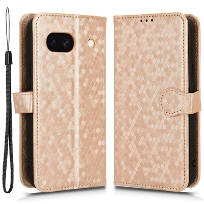 Für Google Pixel 8a-Hülle schocksicher PU-Leder Flip-Geldbörse Handyhülle mit Riemen - Roségold