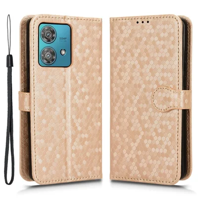 For Motorola Edge 40 Neo 5G Case PU Leather Imprinted Wallet Cell Phone Cover - Rose Gold
