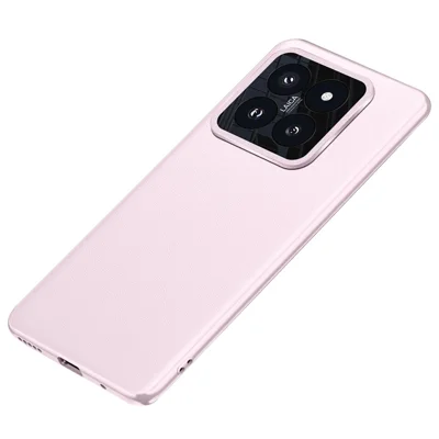 For Xiaomi 14 Case Leather Coated PC+TPU Metal Lens Protection Phone Cover (2nd Gen) - Pink