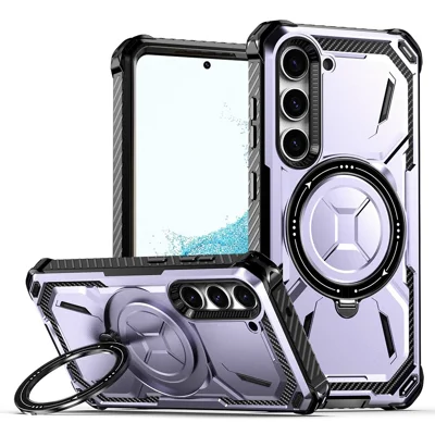 For Samsung Galaxy S22 5G Case Kickstand Magnetic Military-Grade Armor Phone Cover - Light Purple