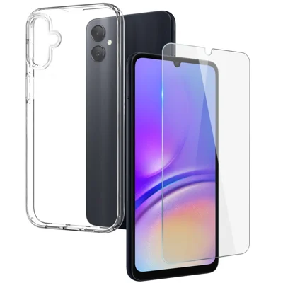 NORTHJO для Samsung Galaxy A05 4G прозрачный чехол TPU чехол для телефона с закаленной стеклянной пленкой - прозрачный