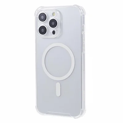 For iPhone 15 Pro Max TPU Case Reinforced Corner Phone Cover Compatible with MagSafe - Transparent