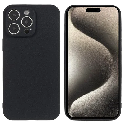 For iPhone 15 Pro Max Double-Sided Matte Phone Case TPU Shockproof Back Shell Cover - Black