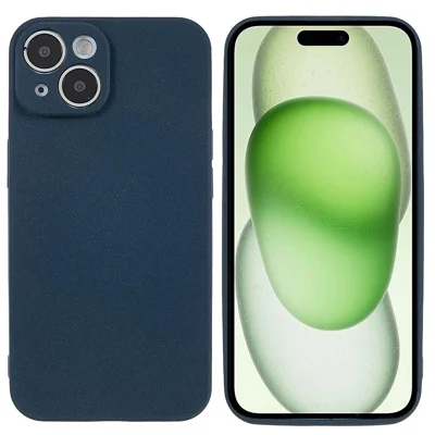 For iPhone 15 TPU Case Anti-scratch Double-Sided Matte Phone Back Cover - Navy Blue