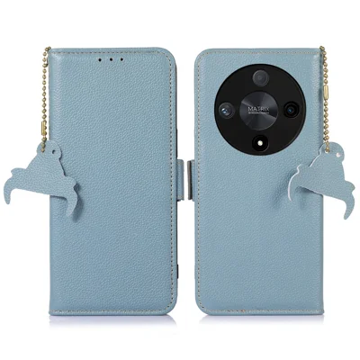 For Honor X9b 5G / Magic6 Lite 5G Case RFID Blocking Wallet Phone Stand Cover - Blue