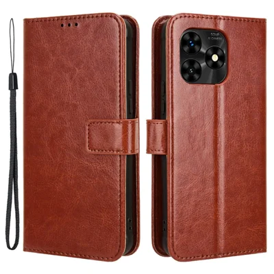 For Umidigi G5 / G5A Case Crazy Horse Texture Stand Flip Phone Cover - Brown