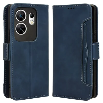 For Infinix Zero 30 4G X6731B Case Anti-Drop PU Leather Wallet Phone Cover with Multiple Card Slots - Blue